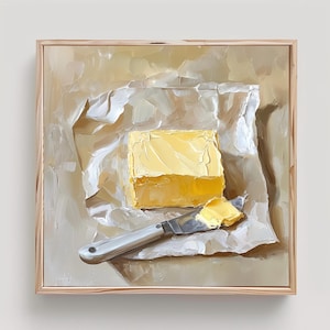Butter Painting Neutral Kitchen Wall Art Silver Pack of Butter Print From an Original Impasto Oil Painting