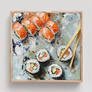 Sushi Gemälde Druck von einem Original Impasto Ölgemälde