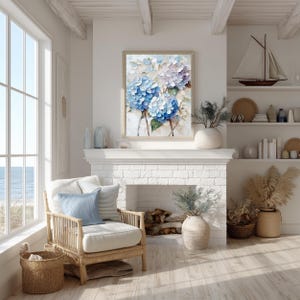 Hydrangea Art Blue Flower Print From an Original Impasto Oil Painting ...
