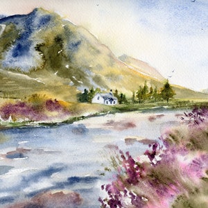 Scotland Painting Glen Coe Print Large Art Print Scottish Highlands Landscape Heater Watercolor