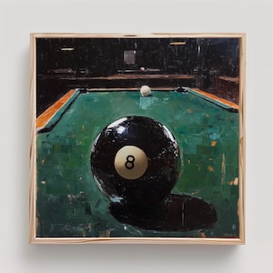Pool Painting 8 Ball Wall Art Pool Table Room Decor Billiard Eight Ball Print From an Original Oil Painting