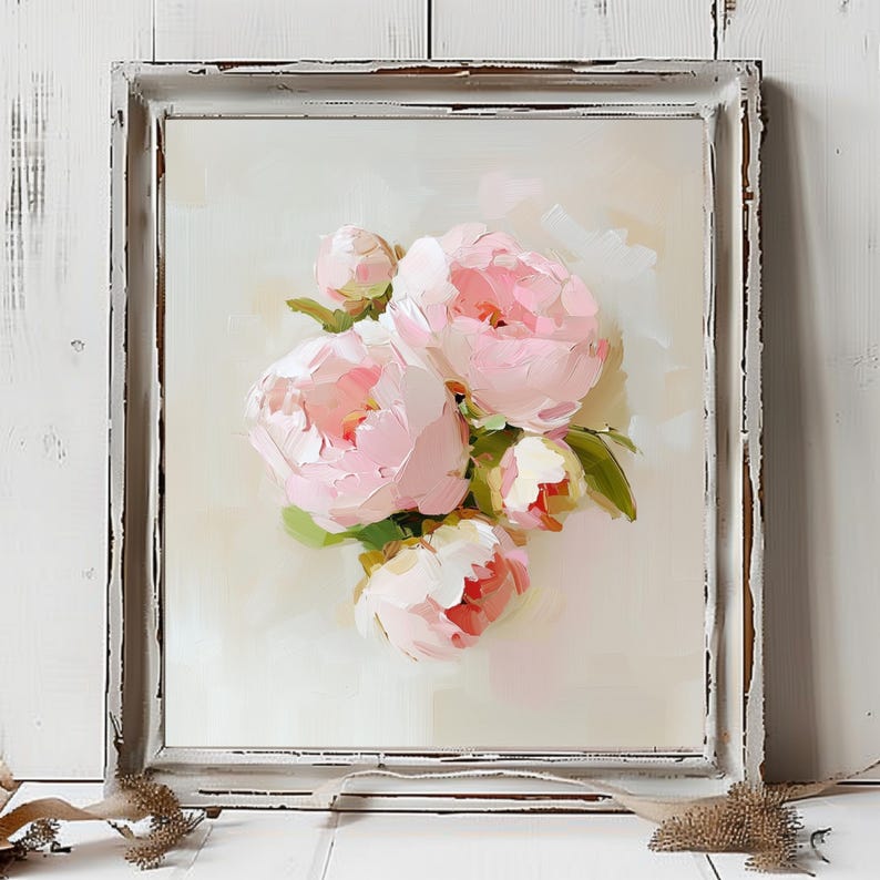 Peony Art Light Pink Flower Print From an Original Impasto Oil Painting ...