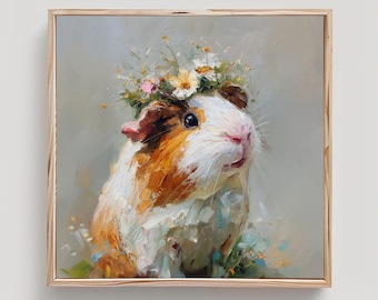 Guinea Pig Painting Cavy Print From an Original Impasto Oil Painting
