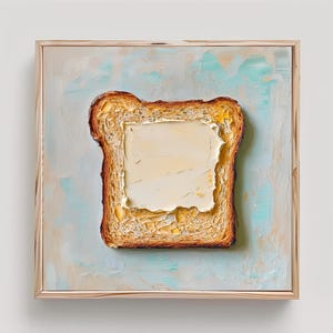 Toast with Butter Painting Breakfast Wall Art Butter Print From an Original Impasto Oil Painting
