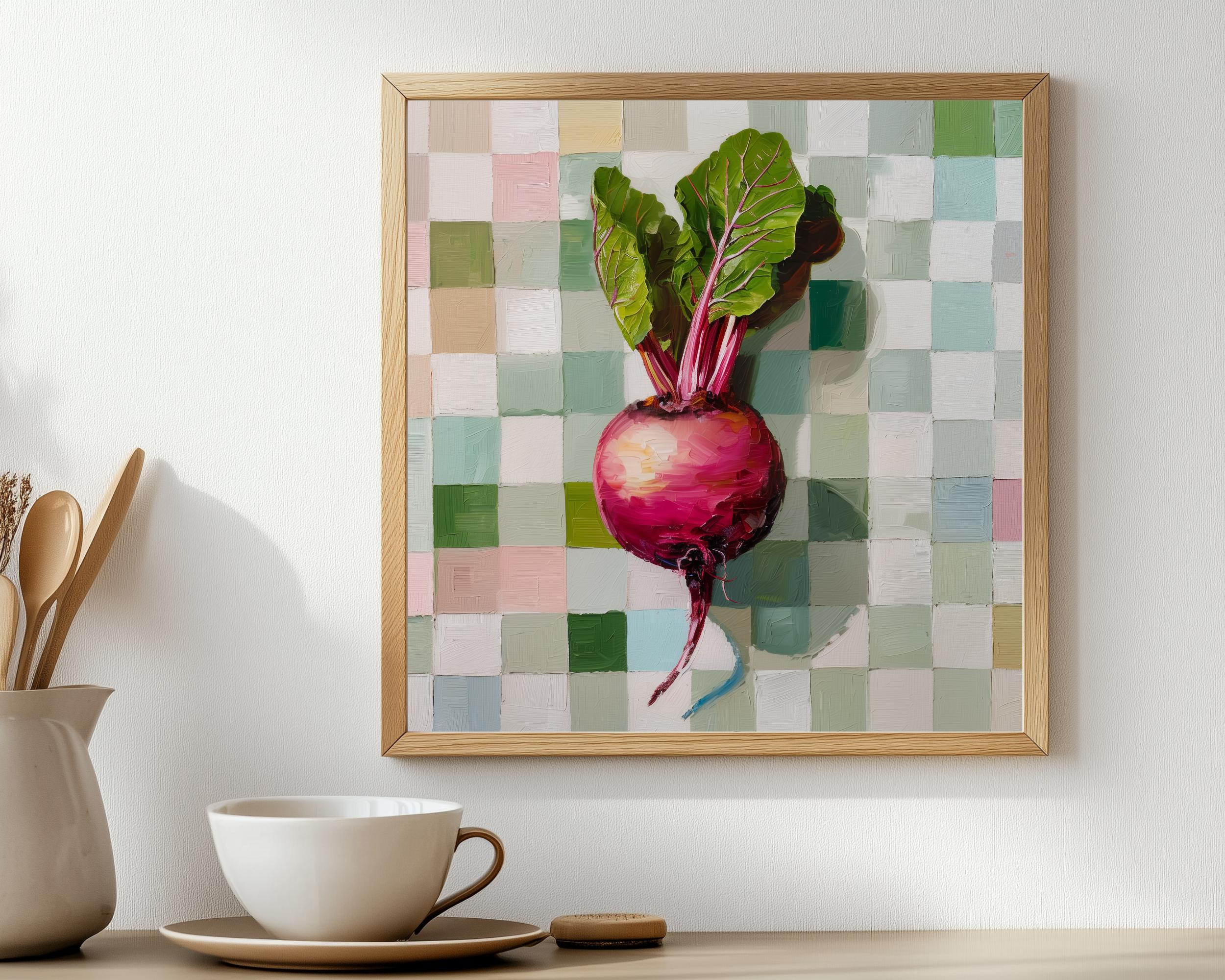 Beet Art Modern Still Life Checkered Print From an Original Impasto Oil ...