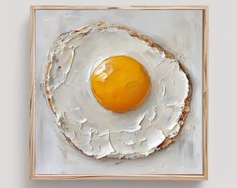 Fried Egg Painting Eggs Wall Art Still Life Print From an Original Impasto Oil Painting