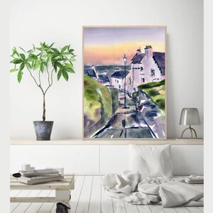 Scotland Painting Dysart painting Art Large PRINT Scottish Coast Cottage Print Scotland Fine Art image 3