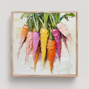 Carrots Rainbow Art Carrot Colorful Bright Vegetables Print From an Original Impasto Oil Painting