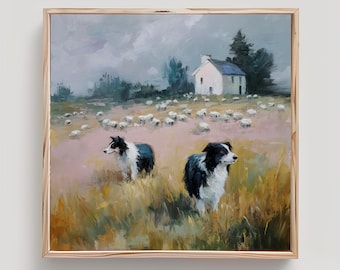 Border Collie Art Sheep Herding Dog Print From an Original Impasto