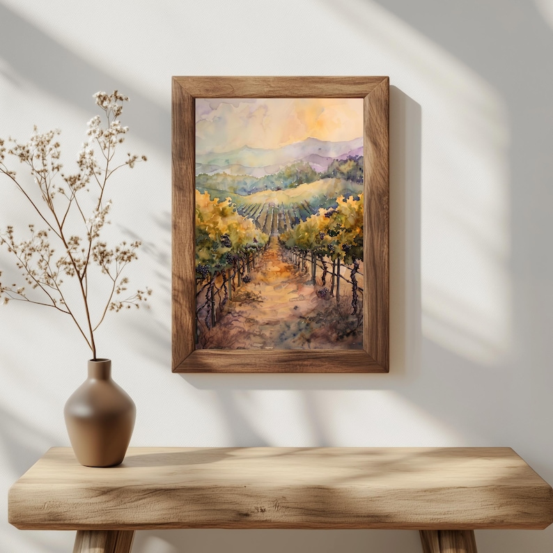 Napa Valley Painting Vineyard Landscape California Fine Art Print America Travel Watercolor Poster image 4