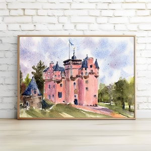 Scotland Painting Castle Fine Art Large PRINT Craigievar Castle Print Scottish Landscape