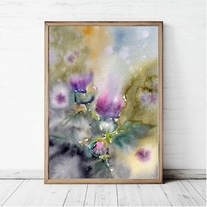 Scotland Painting Thistle Art PRINT Scottish Thistle Wall Art