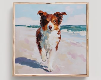 Red Tri Australian Shepherd Art Aussie Print From an Original Impasto Oil Painting