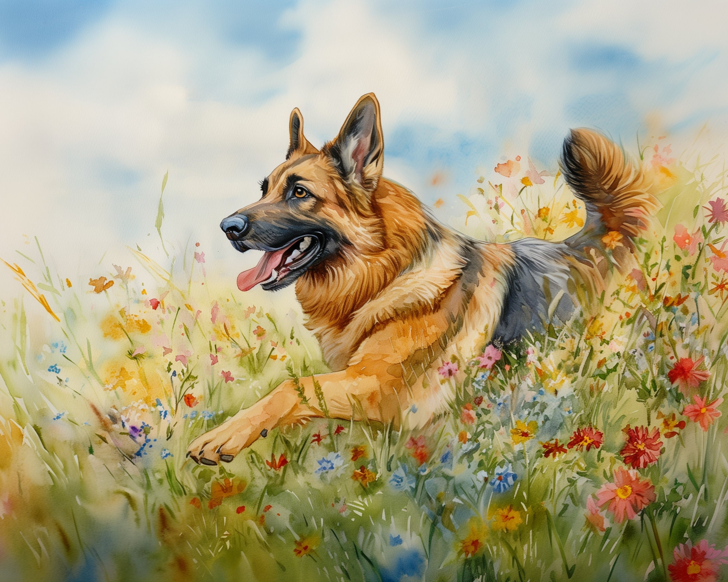 Vintage German Shepherd Art