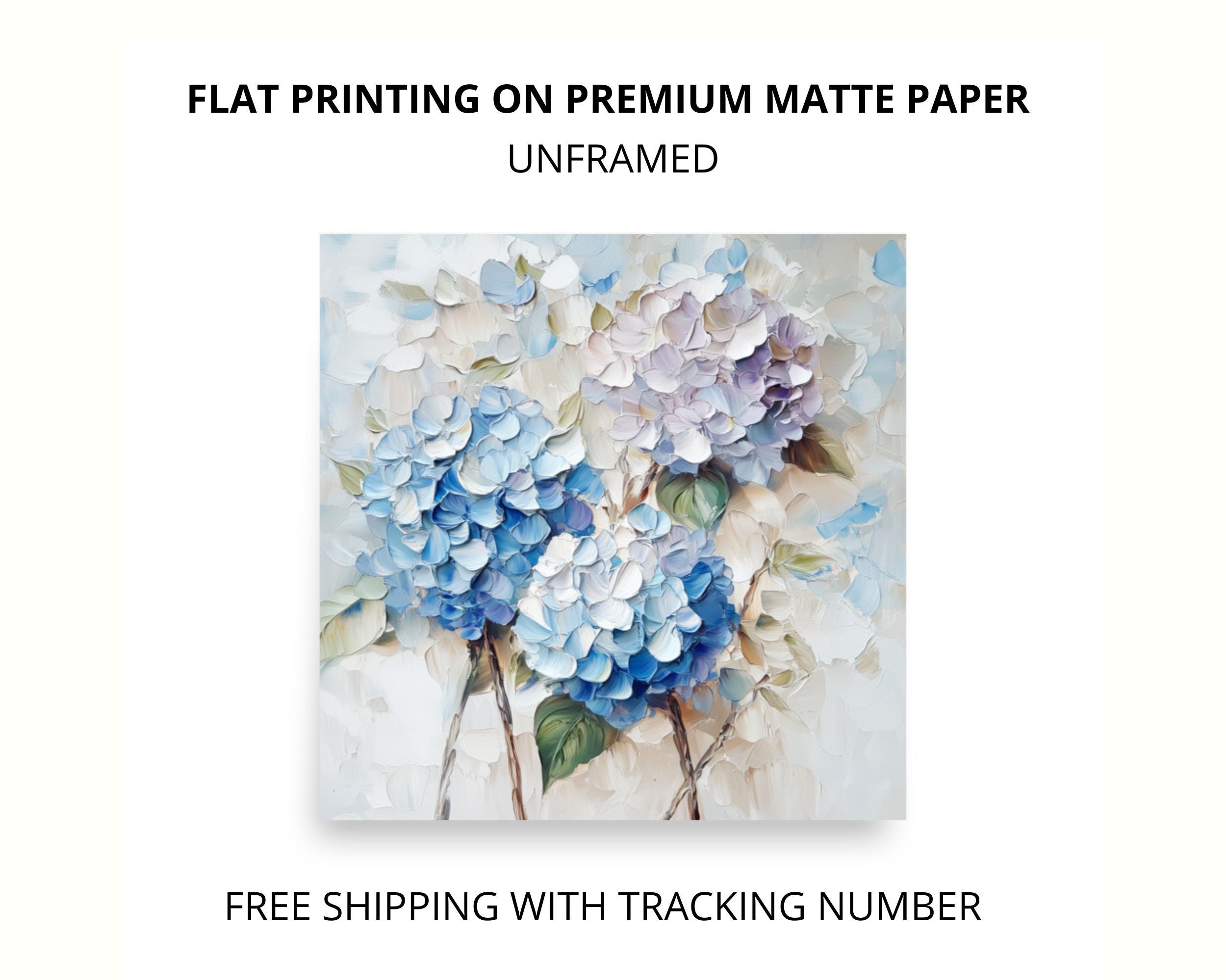 Hydrangea Art Blue Flower Print From an Original Impasto Oil Painting ...