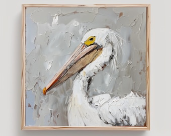 American White Pelican Print From an Original Impasto Oil Painting
