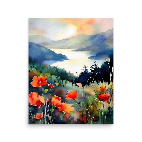 Columbia Gorge Art Mountain River Print Sunrise Foggy Landscape