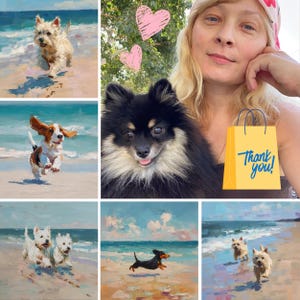 Border Collie Art Dog on Beach Print From an Original Impasto image 10