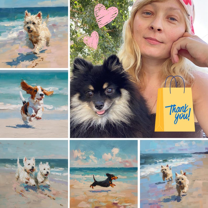Border Collie Art Dog on Beach Print From an Original Impasto image 10