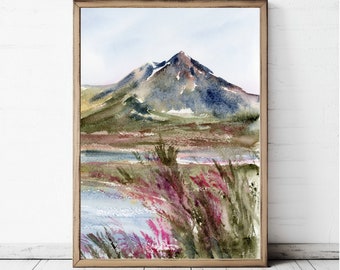 Glencoe Scotland Art Scottish Mountain Watercolor Painting Print