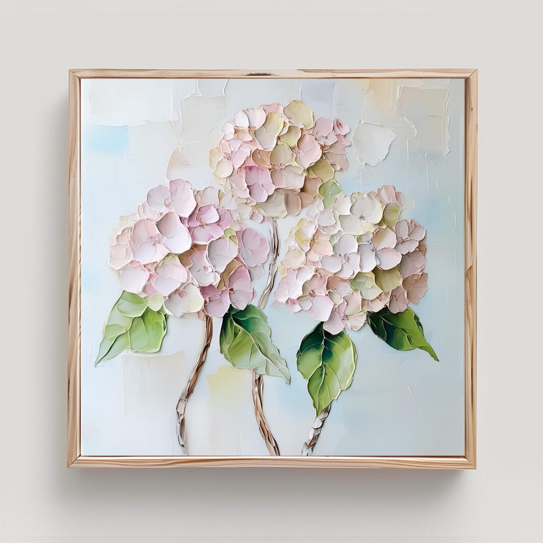 Hydrangea Art Soft Pink Floral Print From an Original Impasto Oil ...
