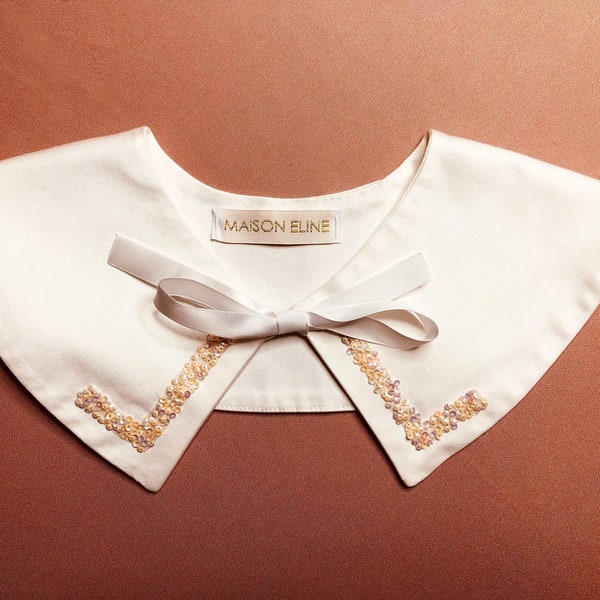 Col amovible brodé / Peter pan collar / Embroidery collar