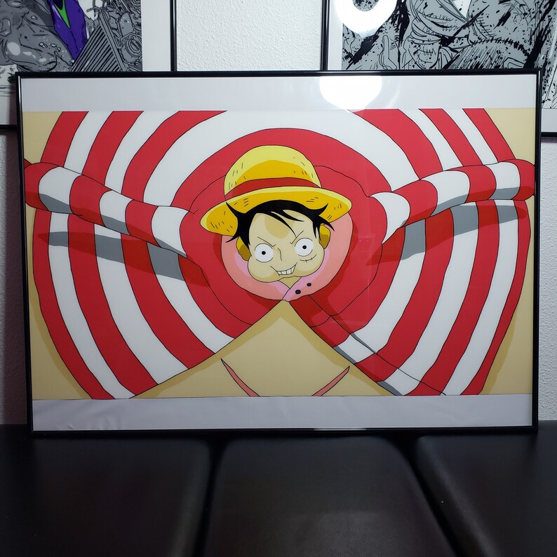 Luffy Hand Made Painting One Piece Poster Figure Glass Etsy