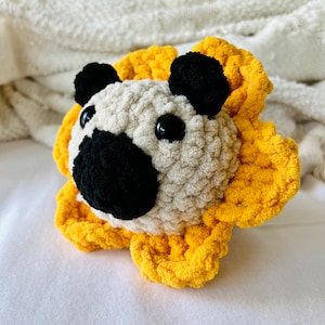 Crochet Pug Puppy | Pug Plushie | Sunflower Pug | Amigurumi Pug Dog | Chunky Pug Toy