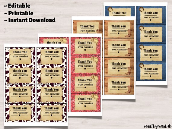Printable Wild West Cowboy Western Party Themed Thank You - Etsy