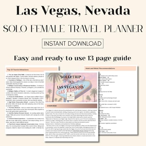 Las Vegas Solo Trip Itinerary – Printable Travel Planner PDF for Women | Instant Digital Download | Female Travel ebook gift | USA Guidebook