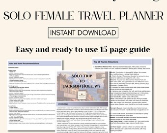 Jackson Hole Solo Female Travel Guide: 3-Day Itinerary (Digital Download)