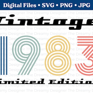 Vintage 1983 Birthday SVG, 40th Birthday PNG, Retro Birthday SVG, Print on Demand, Sublimination, Vintage Birthday, Cricut Files