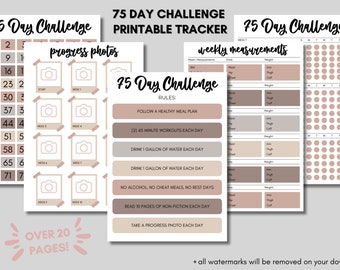 75 Day Challenge Printable Tracker, 75 Tracker, 75 Tough Tracker, 75 Checklist, Habit Checklist, Weight Loss Tracker