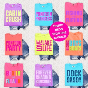 Sunshine Summer Lake Life SVG | PNG Trendy Neon Distressed Shirt Design Popular Summer Png Bright Summer Svg Boat Life Vacation Fishing