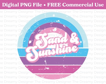 Beachy PNG, Sand & Sunshine, Lake Life PNG, Retro Sunset, Vintage Sunset, Print on Demand, Sublimatie, Cricut, Chasing Sunsets
