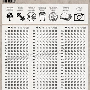 75 Hard Challenge Printable PDF, 75 Hard Tracker, 75 Hard Checklist, 75 ...