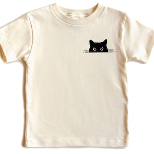 Camiseta de gato negro, ropa para niños pequeños, linda camiseta para niños de otoño, camiseta para amantes de los gatos, camiseta de animales para bebés, ropa para bebés con gatos