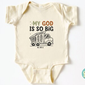 Boys Construction T-Shirt, Christian Kids T-Shirt, Biblical Toddler Outfits, Retro My God is So Big Truck Shirt, Bible Verse Shirt image 2