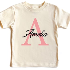 Alphabet Letter Name Shirt, Personalized Kids Shirts , Custom Name Shirt, Pink Girl Name Shirt, Toddler Shirt