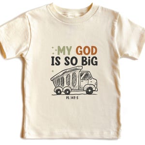 Boys Construction T-Shirt, Christian Kids T-Shirt, Biblical Toddler Outfits, Retro My God is So Big Truck Shirt, Bible Verse Shirt image 1