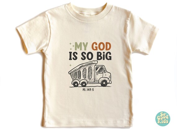 Boys Construction T-Shirt, Christian Kids T-Shirt, Biblical Toddler Outfits, Retro My God is So Big Truck Shirt, Bible Verse Shirt