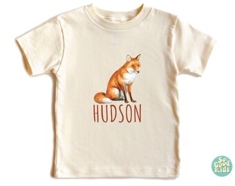 Wolf Shirt For Children, Personalized Red Fox Shirt, Custom Kids Name, Fox Lovers Tee, Boy Girl Birthday Party Gift, Cute Toddler Shirt