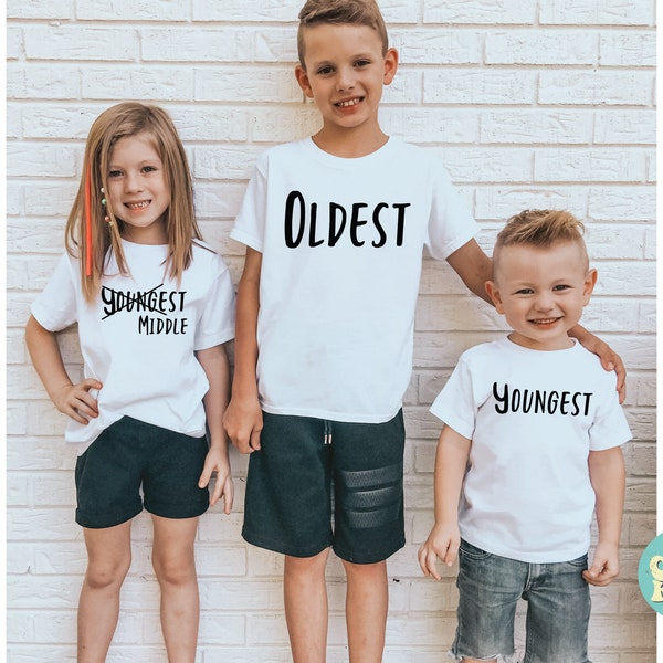 Oldest Middle Youngest Kids Shirt, Sibling Kids Shirts, Sibling Shirts Set Of Three, Family Trip Shirt For Children, Youth Toddler Shirts