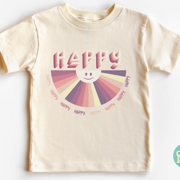 Happy Kids Shirt, Happy Baby Bodysuit, Newborn Gift Idea, Toddler Happy Shirt, Happy Face Shirt, Be Happy Shirt, Kids Vintage Rainbow Shirt