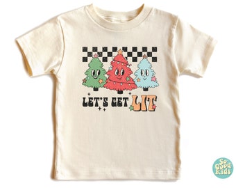 Let's Get Lit Shirt, Christmas Shirts, Winter Shirt, Christmas Gift Shirt, Holiday Kids Shirt, Retro Baby Bodysuit, Christmas Tree Shirt