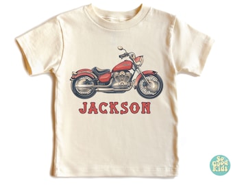 Personalized Red Dirt Bike Toddler Shirt  - Custom Motorcycle Kids Name Tee - Sport Bike Tee, Motorcycle Toddler Shirt,