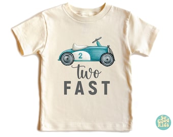 Two Fast Birthday Shirt, Race Car Kids Shirt, 2nd Birthday Kids Shirt, Blue Race Car 2nd Birthday Boy Shirt, Birthday Racing Party