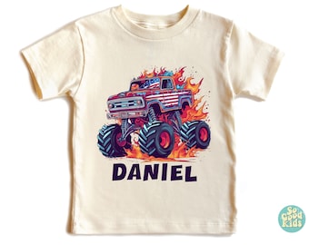 Monster Truck Shirt, Kids Personalized Monster Truck Tee, Offroad Kids Shirt, Boys Gift Shirt, Custom Name Shirt