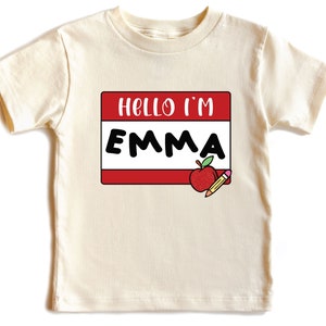 Personalized Alphabet Shirt , First Day of School Shirt , Back to School , Hello My Name is Name Tag Tee, Gift for Kids