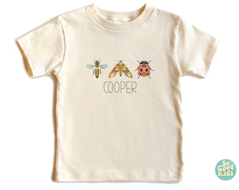 Personalized Kids Insect Shirt, Boho Future Entomologist Tee, Custom Name Shirt